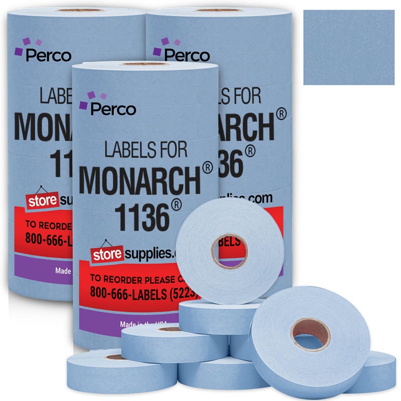 Perco Fluorescent Orange Pricing Labels for Monarch 1136 - 3 Sleeves, 24 Rolls (42,000 Labels) - Includes Bonus Ink Roll - Image 1